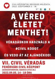 Hétfőn rendezik meg a VII. Civil Véradást a Fehérvári Civil Központban
